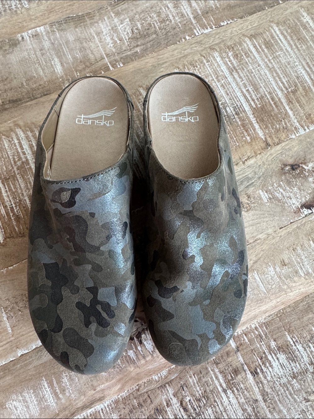 NEW Dansko Brenda Camo Mules Size 38